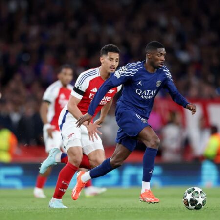 PSG vs. Arsenal lineups, starting XI: Ousmane Dembele on bench for Paris Saint-Germain; Thomas Partey back